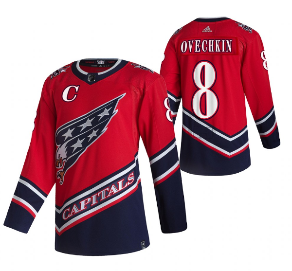 Men's Red Washington Capitals #8 Alex Ovechkin 2021 Reverse Retro Stitched Jersey